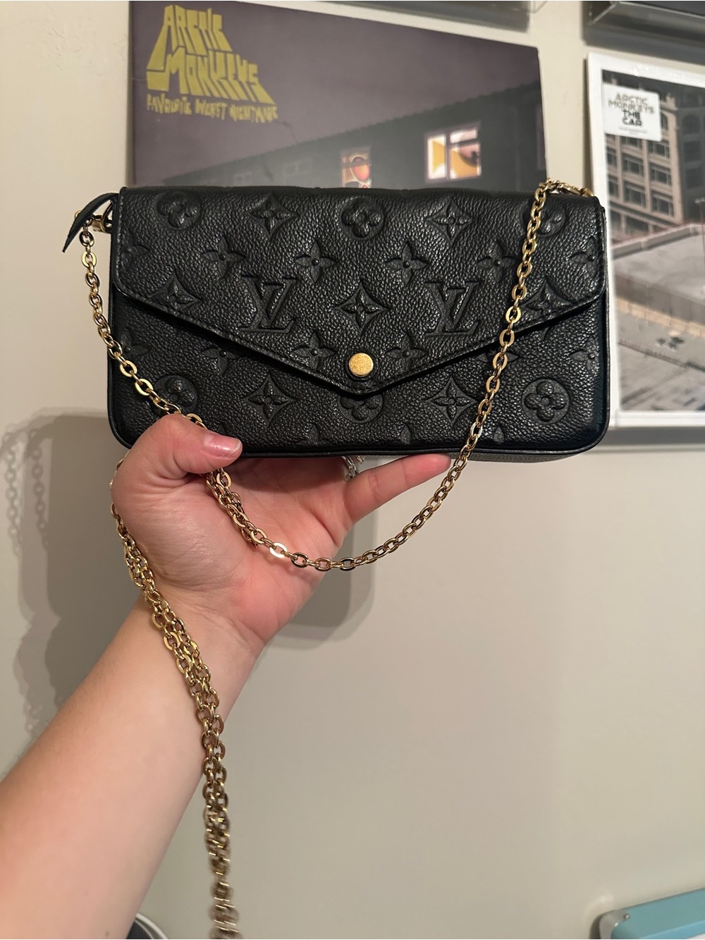 Louis Vuitton Black Embossed Monogram Chain Crossbody Bag